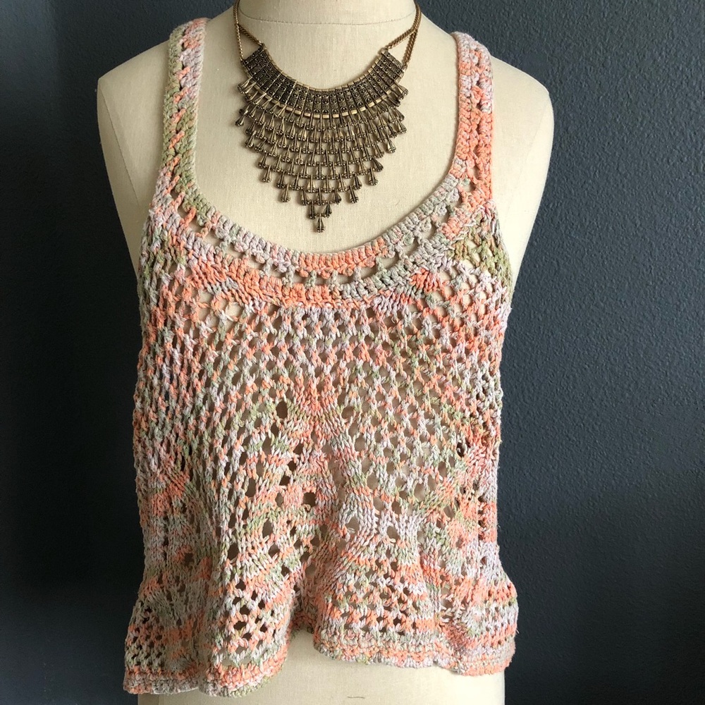 Free People Crochet Knit Racerback swing Tank Med